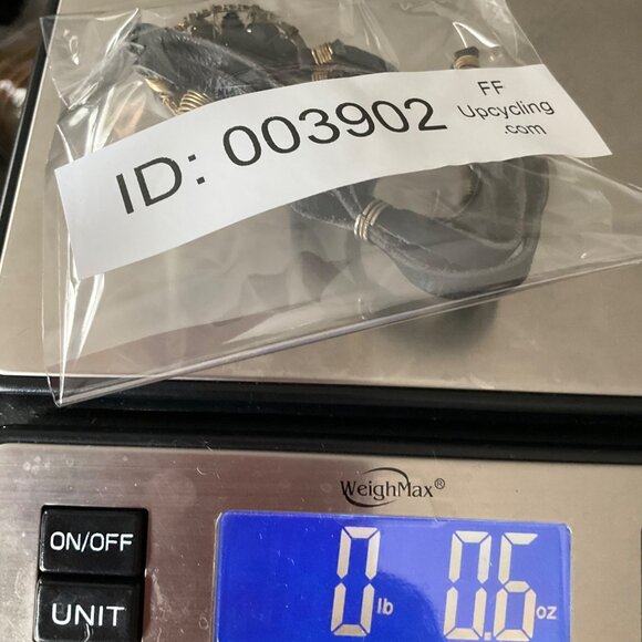 VTG Handmade Wired Artisan Crystals Bracelet Leather Adjustable Black - Picture 10 of 10